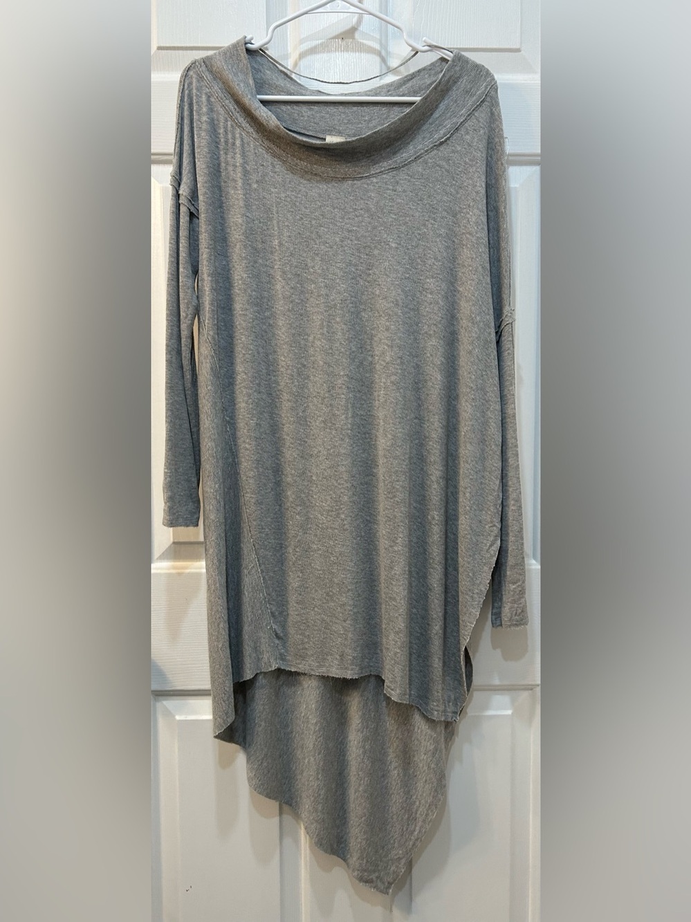 We The Free People Grapevine Asymmetrical Oversized‎ Ribbed Tunic In Gray Sz M